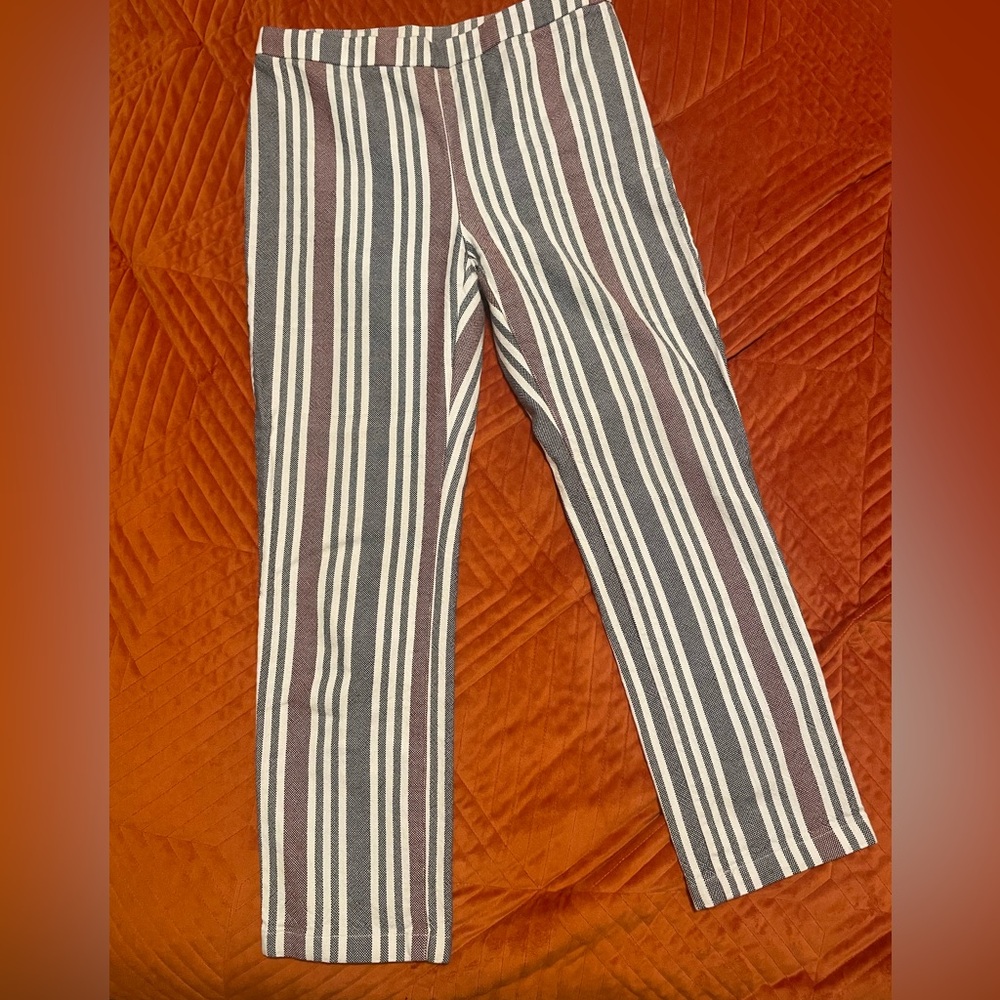 Free People blue white and maroon vertical striped ankle pant size women’s 4
